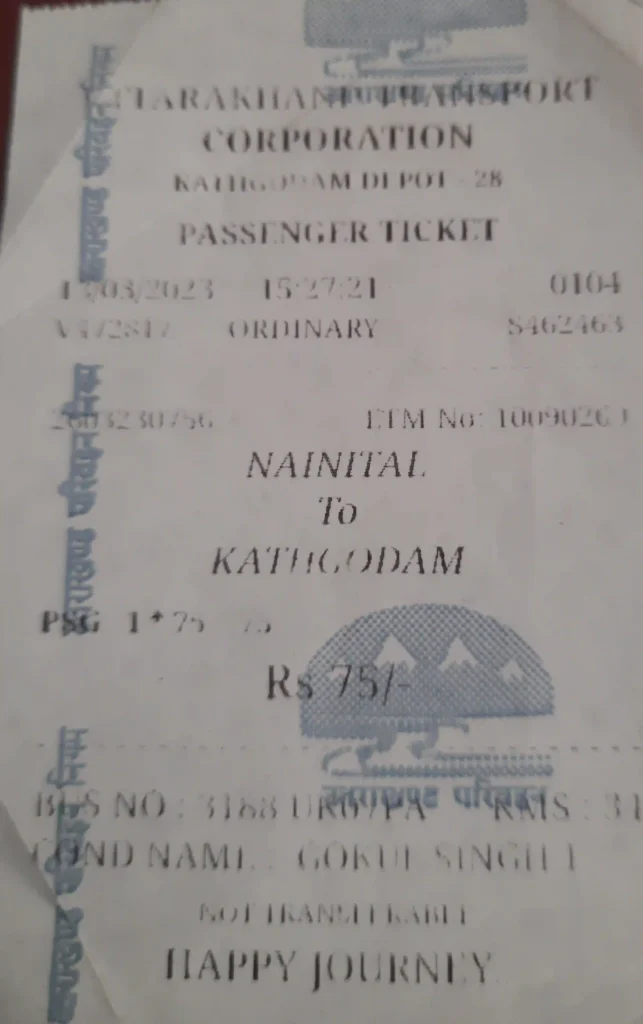 Nainital To Kathgodam bus ticket