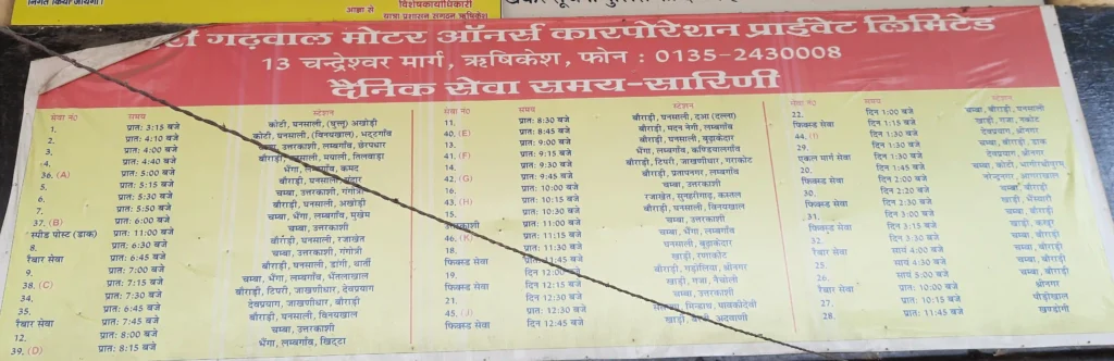 Rishikesh to uttarkashi bus timings